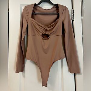 ASTR The Label Pink Nude long sleeve bodysuit